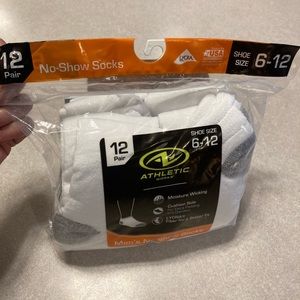 Athletic works mens no show socks 12 pair new in package